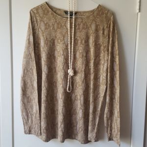 LRL Python Print Linen Knit Top